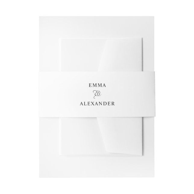 Elegant Wedding Names Ampersand Calligraphy Black Invitation Belly Band (Front Example)