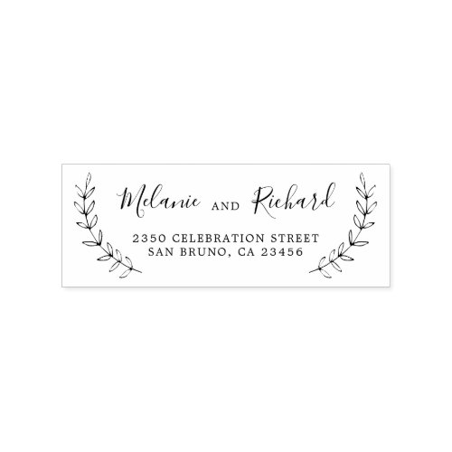 Elegant Wedding Names Botanical Return Address Rubber Stamp