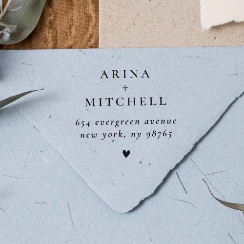 Elegant Wedding Names  Chic Heart Return Address Rubber Stamp
