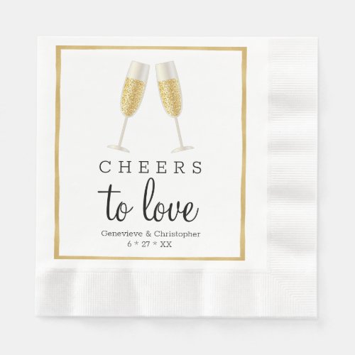 Elegant Wedding Napkin  Gold Cheers to Love Paper