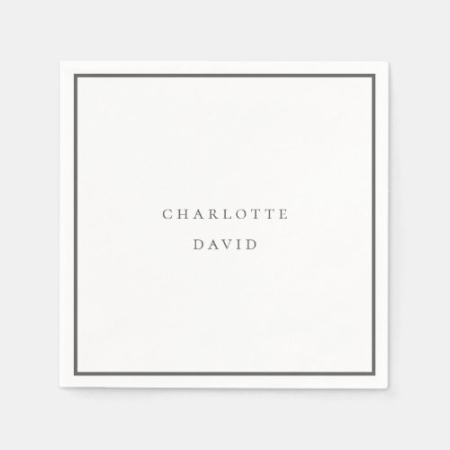 Elegant Wedding Napkins Charcoal Names CharlotteB 