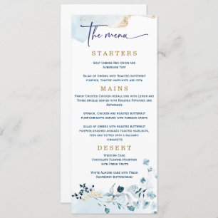 Elegant Wedding Navy Blue and Gold Menu