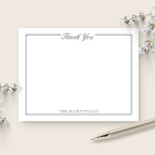 Elegant Wedding Newlywed Script Gray Stationery Thank You Card
