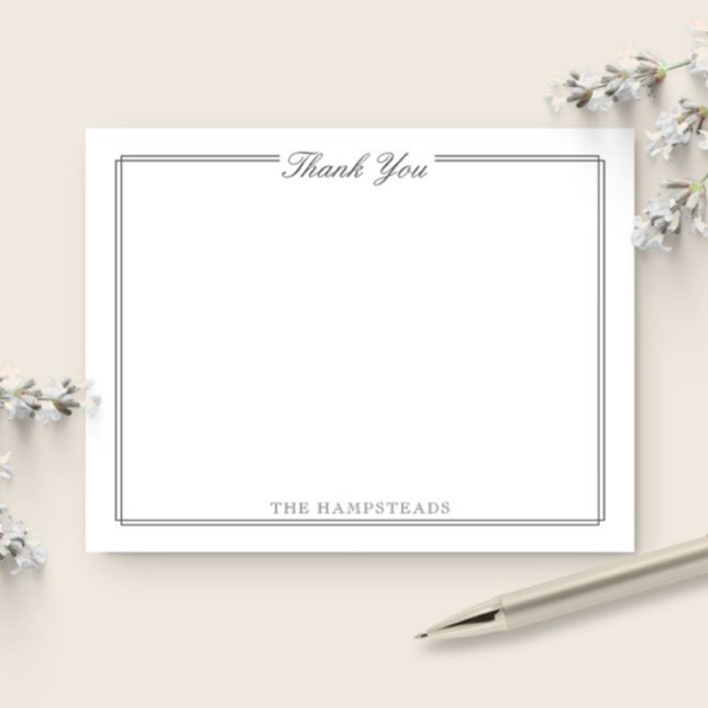 Elegant Wedding Newlywed Script Gray Stationery Thank You Card (Creator Uploaded)
