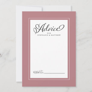 Elegant Wedding Newlywed Wishes Dusty Rose Border Advice Card