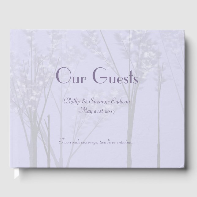 Elegant Wedding Newlyweds Lavender Tree Art Guest Book (Front)