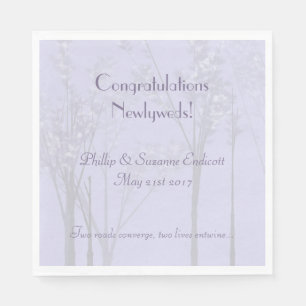 Elegant Wedding Newlyweds Lavender Tree Art Napkins