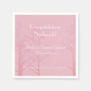 Elegant Wedding Newlyweds Rose Pink Tree Art Napkins