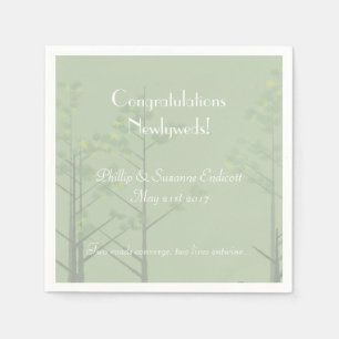 Elegant Wedding Newlyweds Sage Green Tree Art Paper Napkins