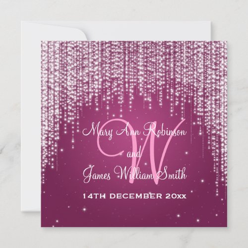 Elegant Wedding Night Dazzle Berry Pink Custom Invites