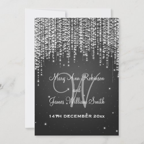 Elegant Wedding Night Dazzle Black Invitation