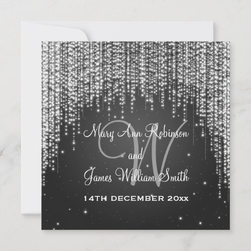 Elegant Wedding Night Dazzle Black Invitation