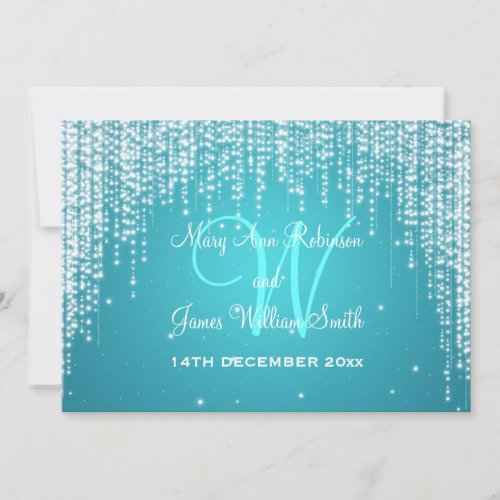 Elegant Wedding Night Dazzle Blue Personalized Invitations