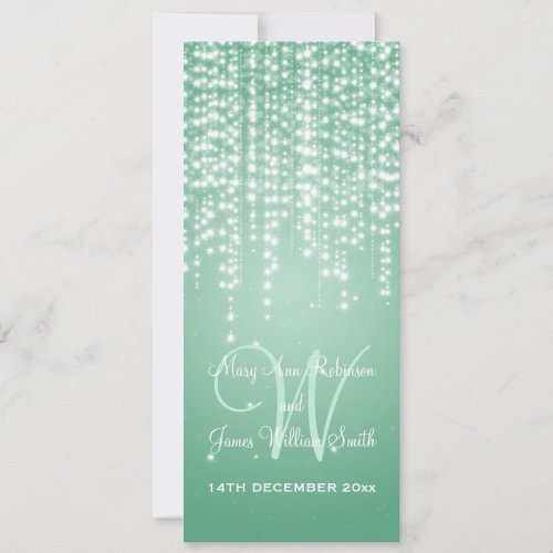 Elegant Wedding Night Dazzle Mint Green Custom Invitations