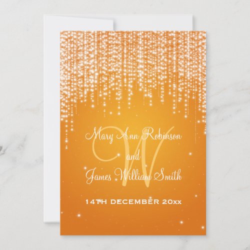 Elegant Wedding Night Dazzle Orange Invitations