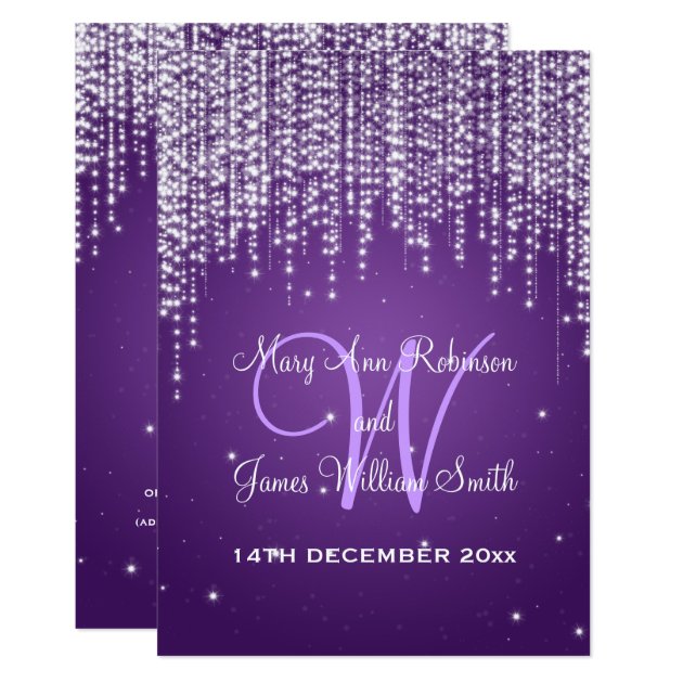 Elegant Wedding Night Dazzle Purple Invitation