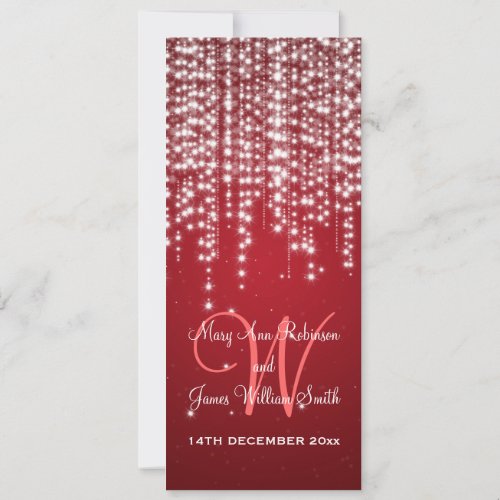 Elegant Wedding Night Dazzle Red Custom Invite