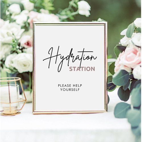 Elegant Wedding Nurse Hydration Station Drink Pedestal Sign