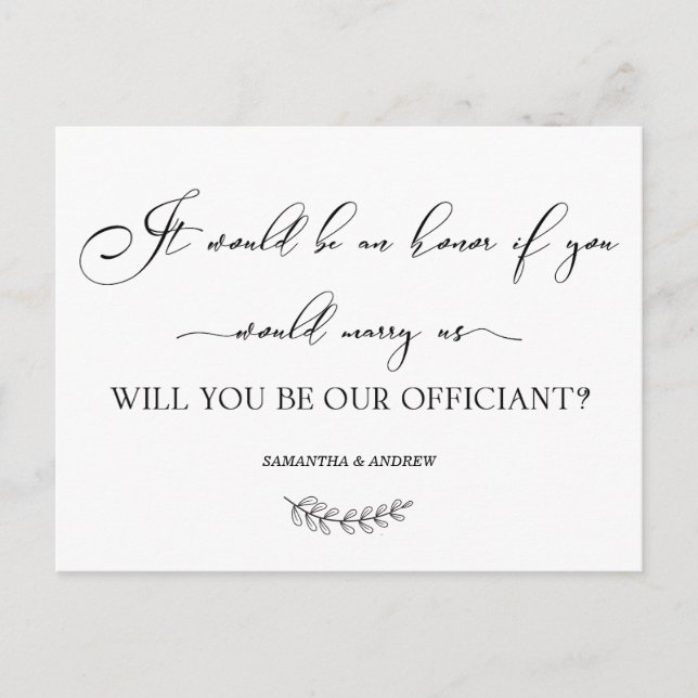Elegant Wedding Officiant Personalized Card (Front)