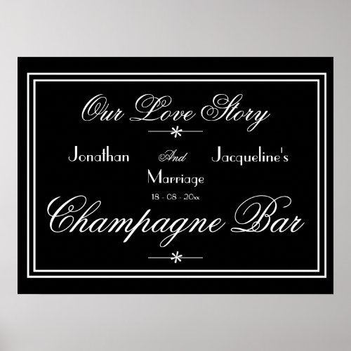 Elegant Wedding Open Bar Champagne Bar Sign