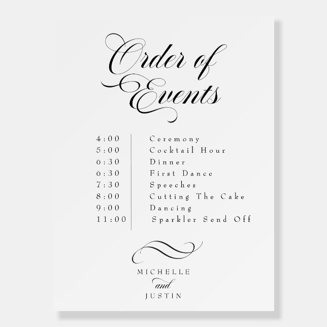 Elegant Wedding  Order of Events Poster (Front)