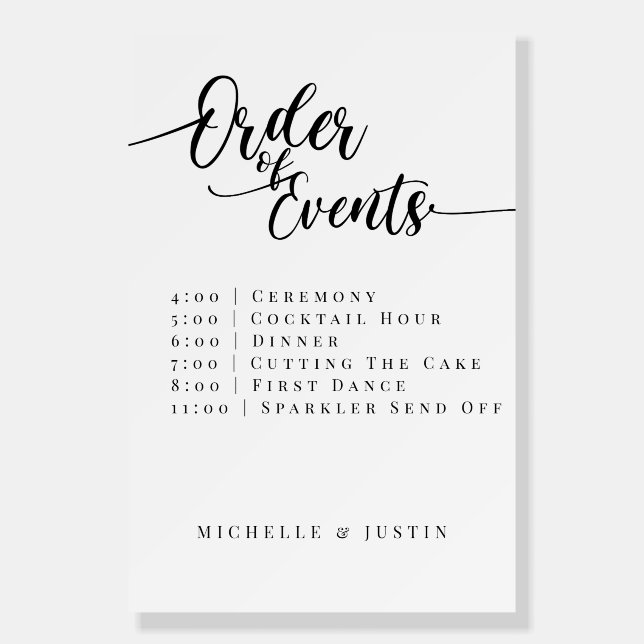 Elegant Wedding  Order of Events Poster (Front)