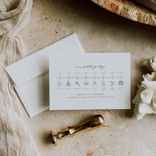 Elegant Wedding Order Of Events Timeline Enclosure Card