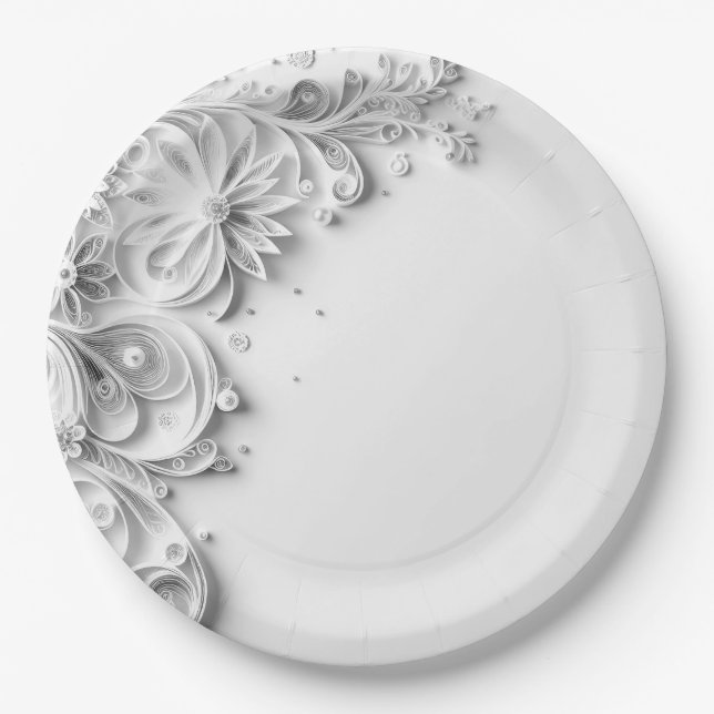 Elegant Wedding Paper Quilling Design Plates (Front)