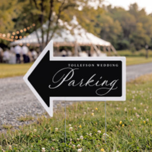 Elegant Wedding Parking Black & White Arrow Sign