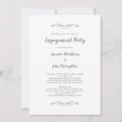 Elegant Wedding Party Engagement Modern Chic Gray Invitation