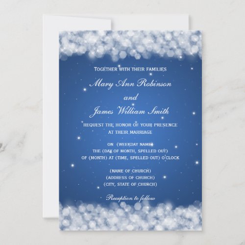Elegant Wedding Party Sparkle Blue Save The Date