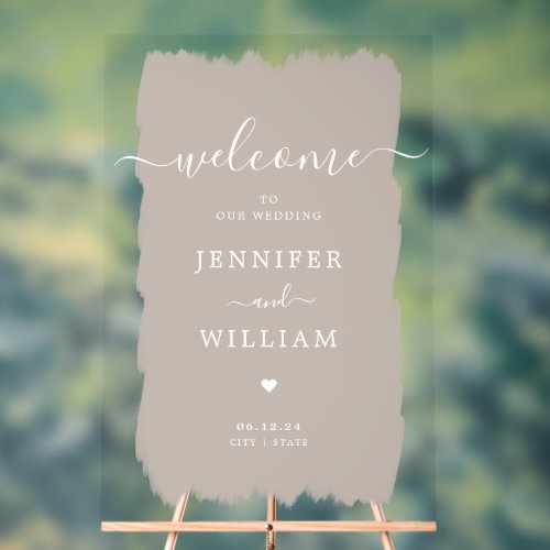 Elegant Wedding Party Welcome Paint Beige Acrylic Sign