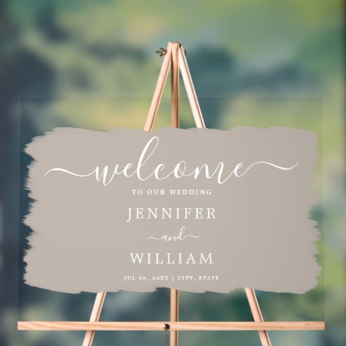 Elegant Wedding Party Welcome Paint Beige Acrylic Sign