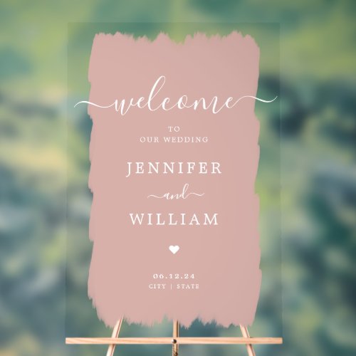 Elegant Wedding Party Welcome Paint Blush  Acrylic Sign