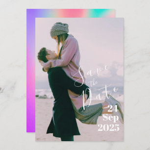Elegant Wedding Personal Photo Multicolor Tie Dye Save The Date