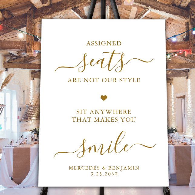 Elegant Wedding Personalized Gold Pick A Seat Foam Board (Creator Uploaded)