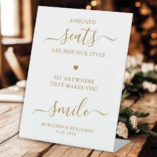 Elegant Wedding Personalized Gold Pick A Seat Pedestal Sign