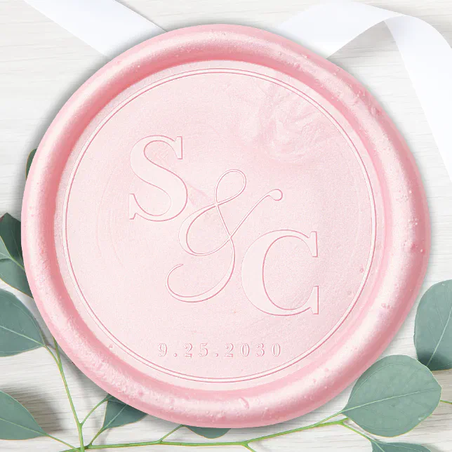 Elegant Wedding Personalized Modern Monogram Wax Seal Sticker | Zazzle