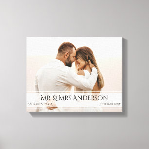 Elegant Wedding Photo Anniversary Date  Canvas Print