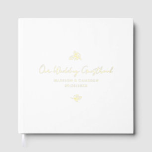 Elegant Wedding Photo Botanical Calligraphy Gold Foil Guest Book