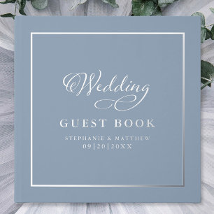 Elegant Wedding Photo Calligraphy Real Silver Foil Guest Book