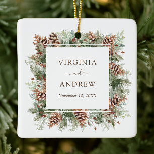 Elegant Wedding Photo Ceramic Ornament