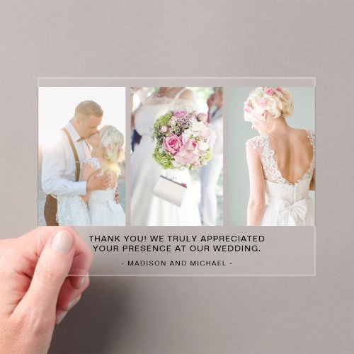 Elegant Wedding Photo Collage Thank You Acrylic Invitations