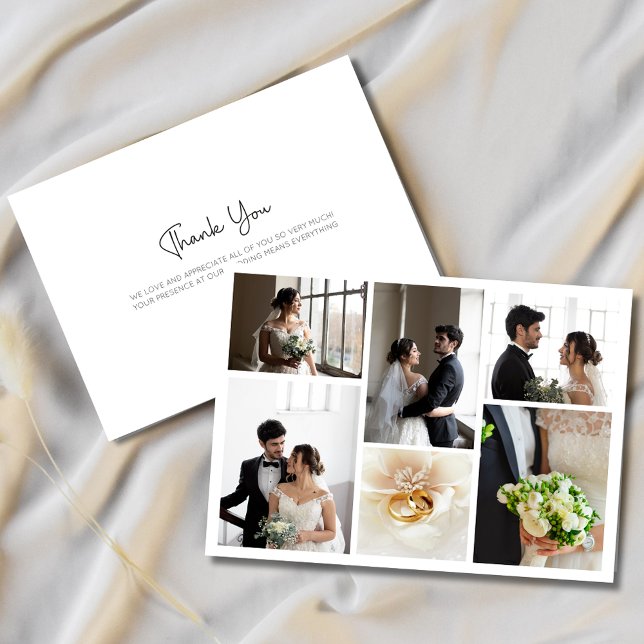 Elegant Wedding Photo Collage Thank You Card (Elegant Wedding Photo Collage Thank You Card)