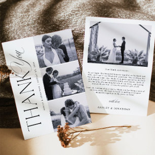 Elegant Wedding Photo Collage Thank You Card