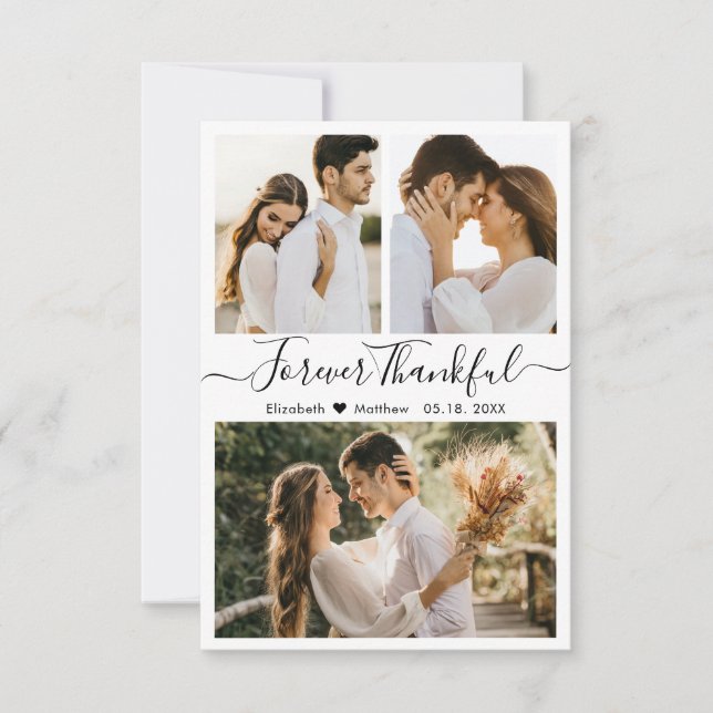 Elegant Wedding Photo Collage Thank You Card (Front)
