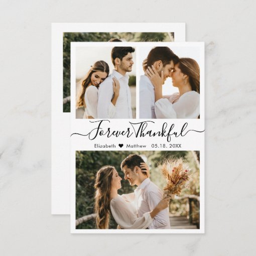 Elegant Wedding Photo Collage Thank You Card | Zazzle