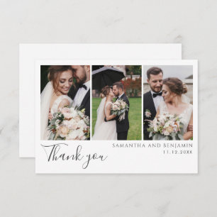 Elegant Wedding Photo Collage Thank You Note Card