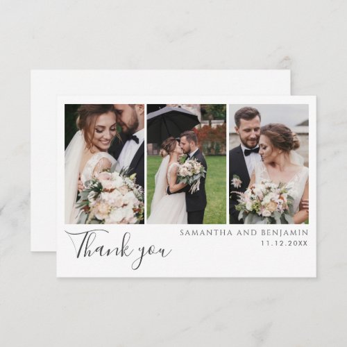 Elegant Wedding  Photo Collage Thank You Note Card