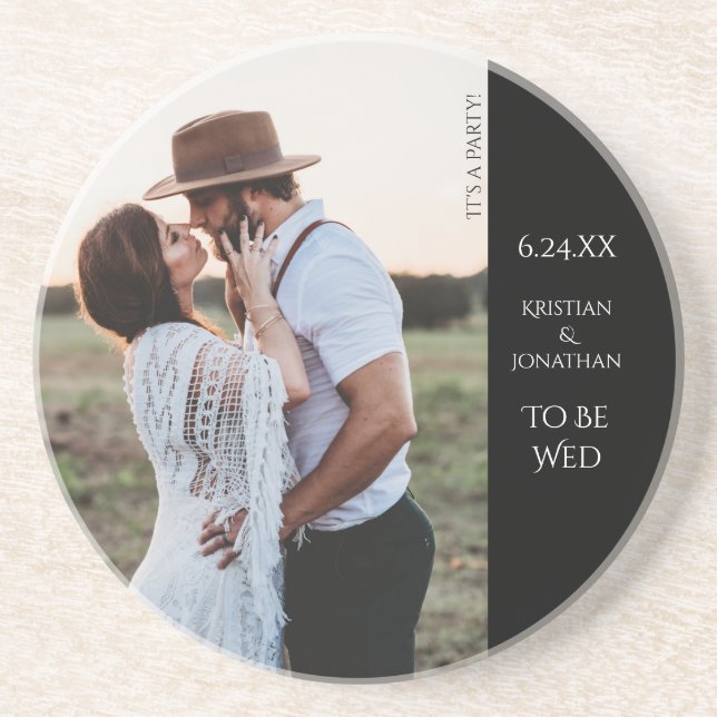 Elegant Wedding Photo Engagement Party Coaster (Front)
